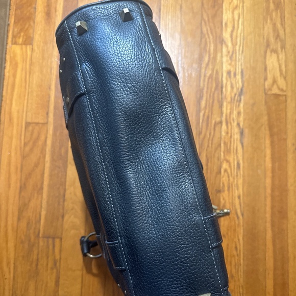 BETSEY JOHNSON GUC Vintage Black Leather Tote Bag Purse Shoulder Studded - Picture 5 of 9